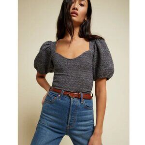 Nation LTD Gray Puff Sleeve Top